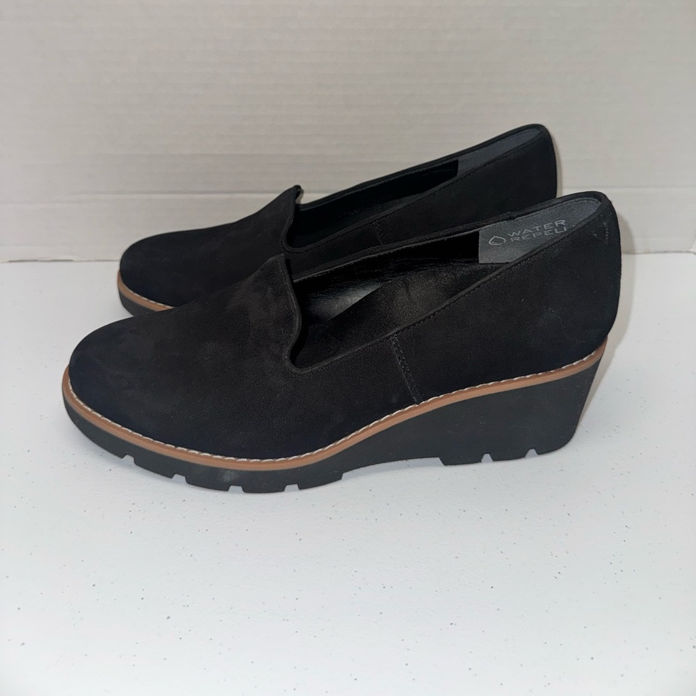 Vionic Black Suede Willa Wedge Women’s Shoes